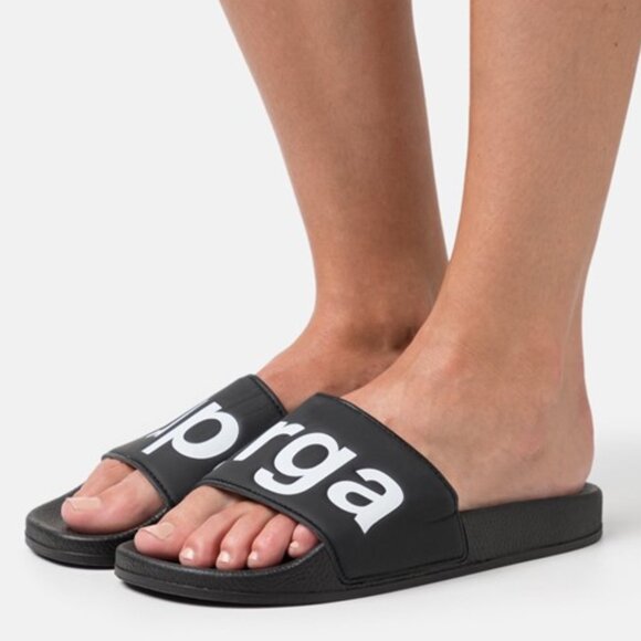 Superga 1908 Slide Sandals Slip On Black & White Size 36 US 6 NEW - Picture 1 of 7